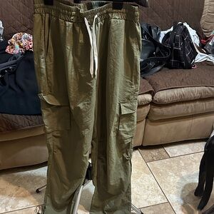 Women's Olive Cargo Wind and Water resistant Pants